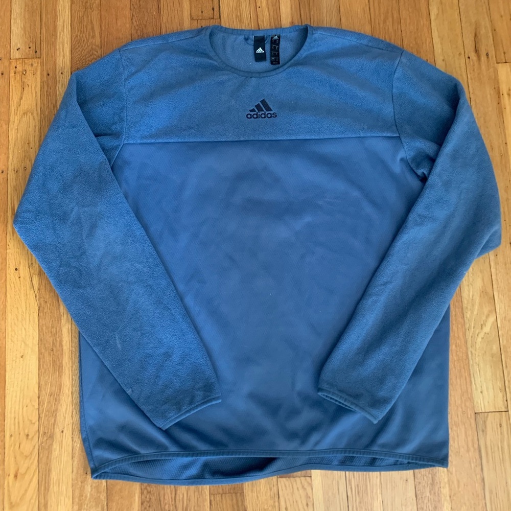 adidas Men’s Slate Blue Crewneck Fleece Pullover